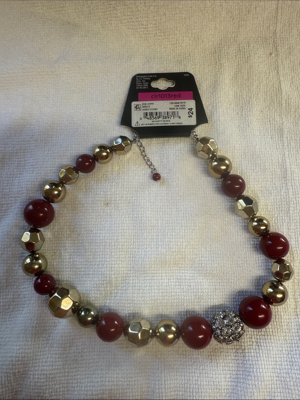 😍NEW….Mixit Gold and Red Beaded Statement Necklace